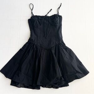 OAK + FORT Black Mini Dress with Flared Skirt